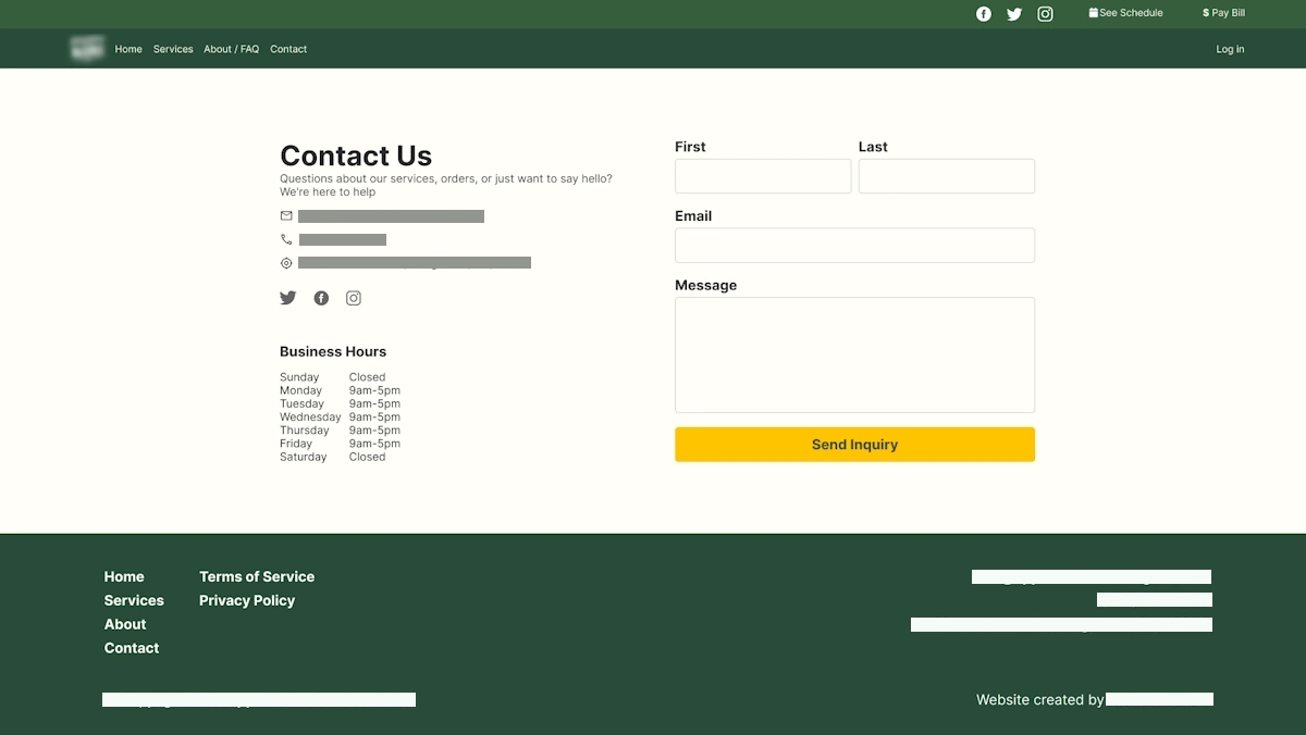 Contact form layout with improved accessibility [Branding and names redacted]