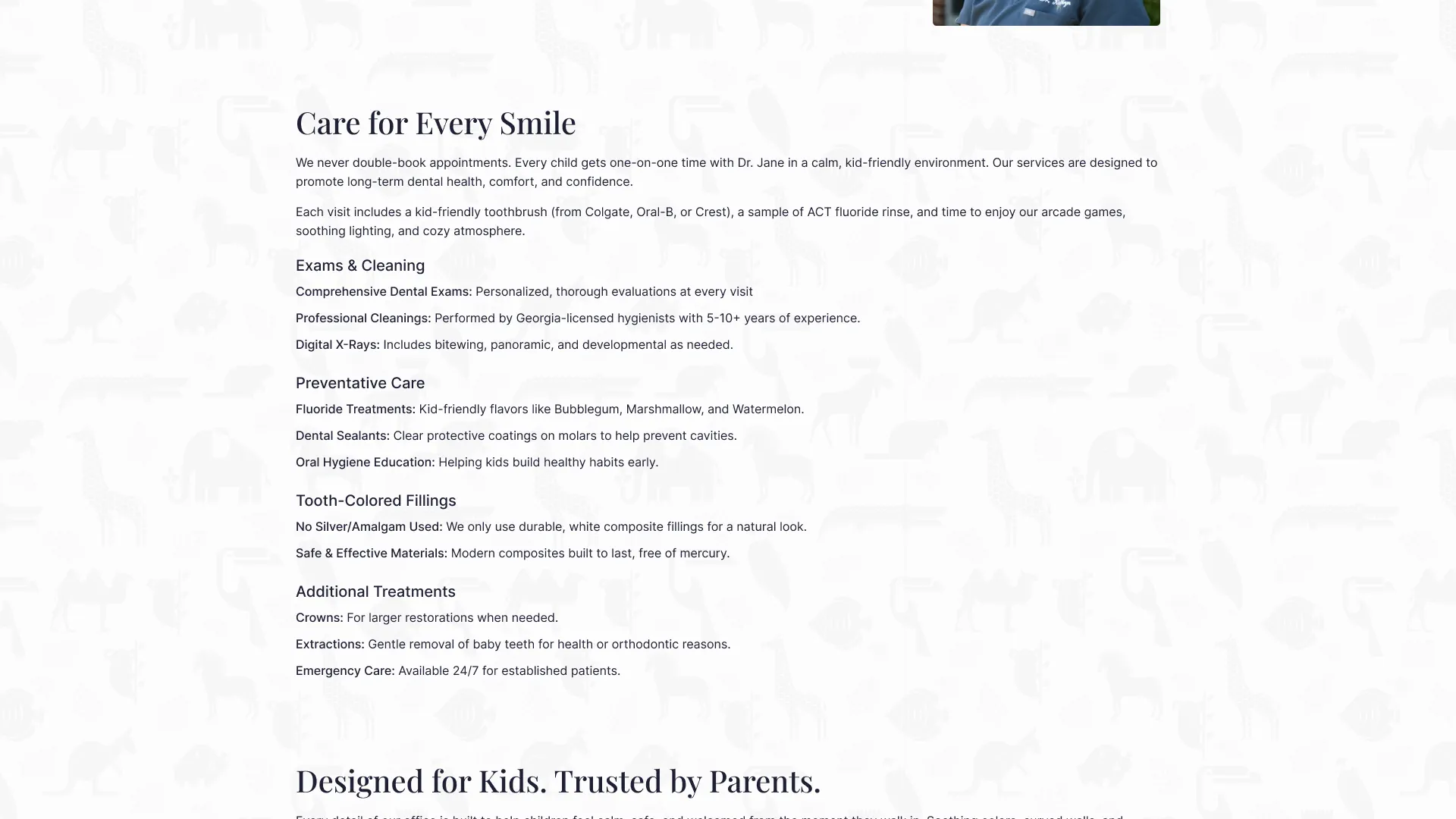 Modernized services page