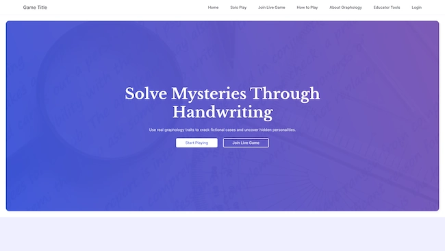 Handwriting Game Homepage preview